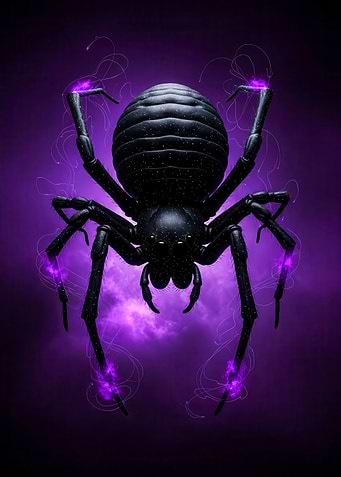 Black Spider with Purple Energy