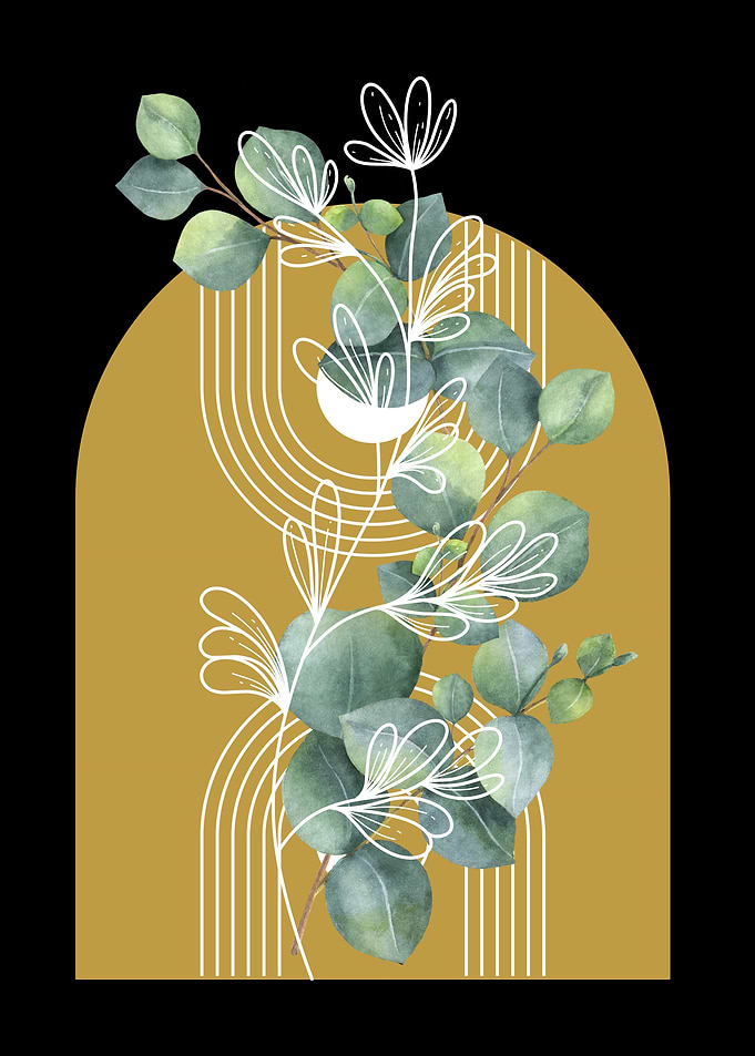 Eucalyptus and Abstract Arch