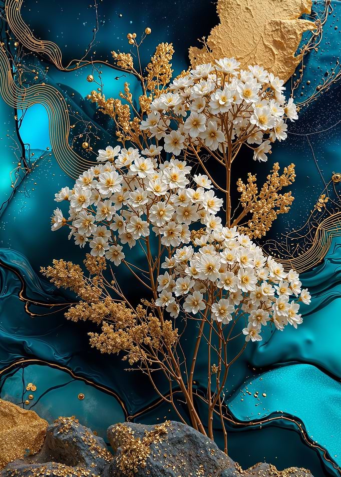 Teal Gold Baby’s Breath Gypsophila