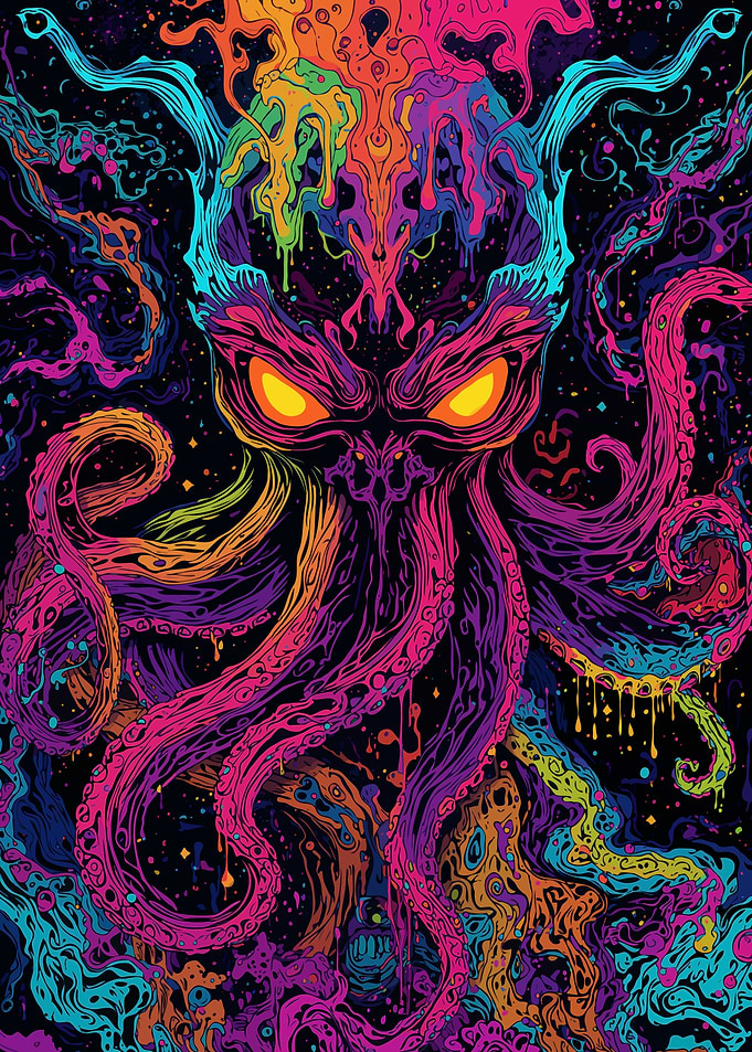 Psychedelic Octopus Monster Illustration