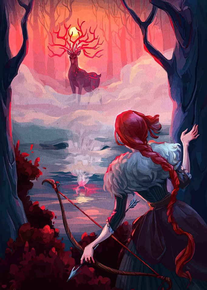 Hunter and the Glowing Stag