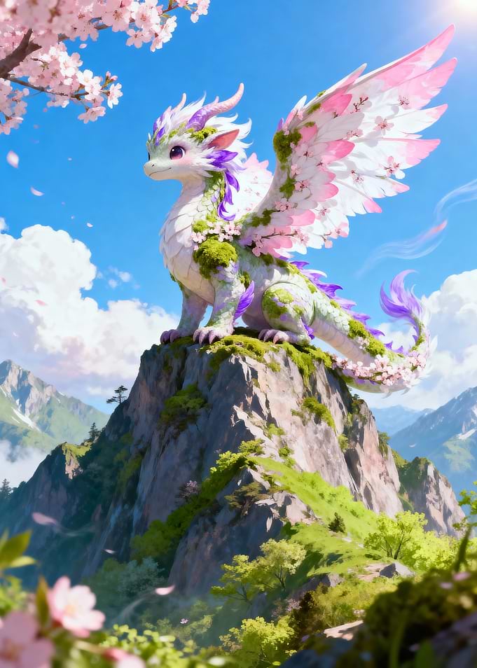 Floral Dragon on Mountain Peak