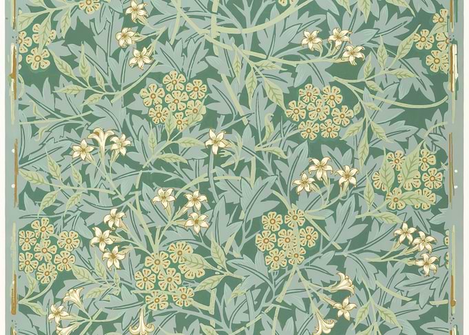 Floral Pattern with Green and White, william morris art