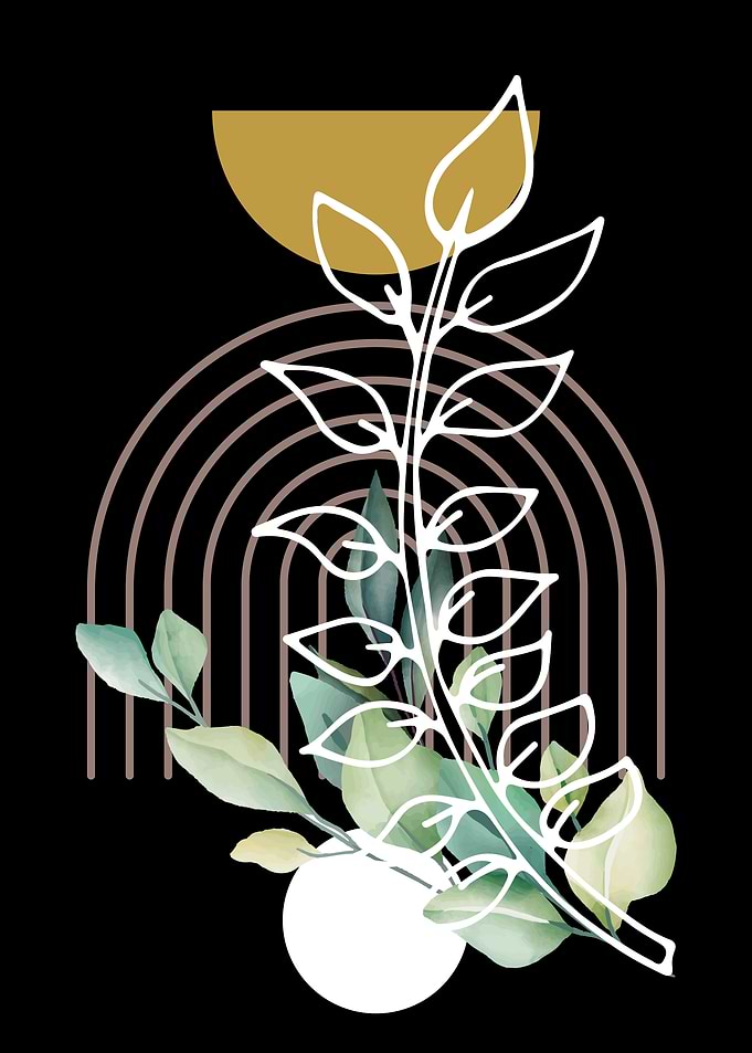 Abstract Floral Art with Geometric Shapes