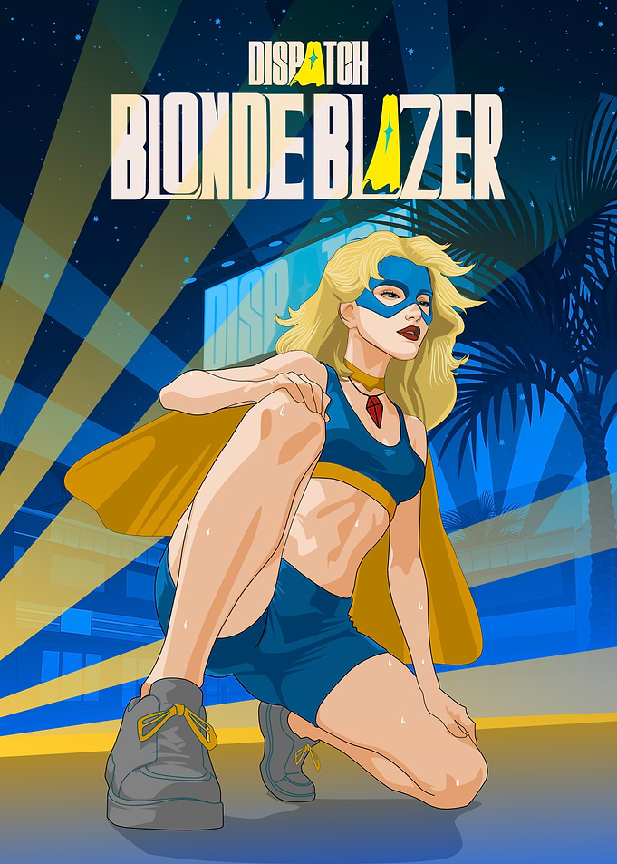 Blonde Blazer Superhero Illustration