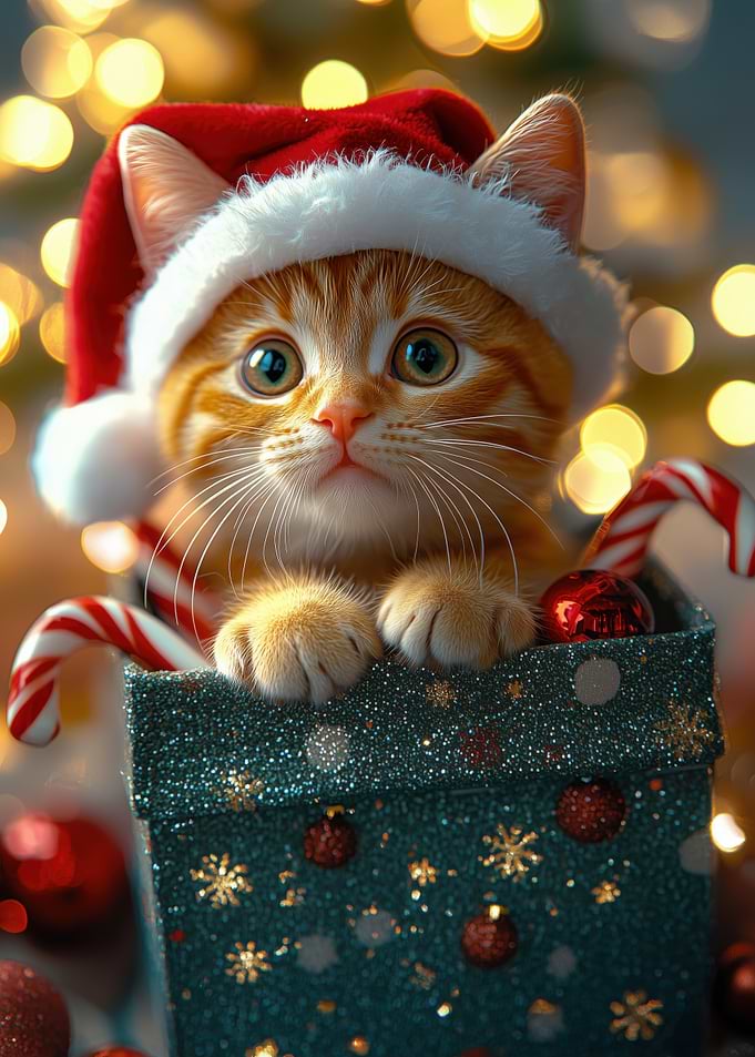 Christmas Kitten in a Gift Box