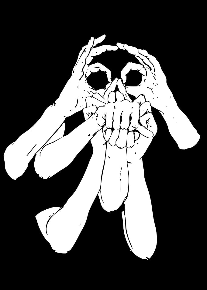Hands Forming Skull Shape