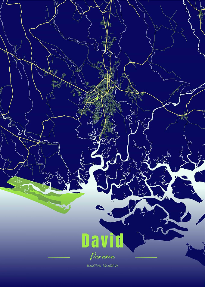 David, Panama City Map Art