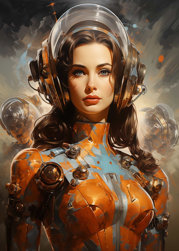 Retro Sci-Fi Woman in Space Suit