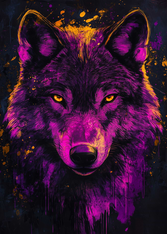 Vibrant Wolf Portrait