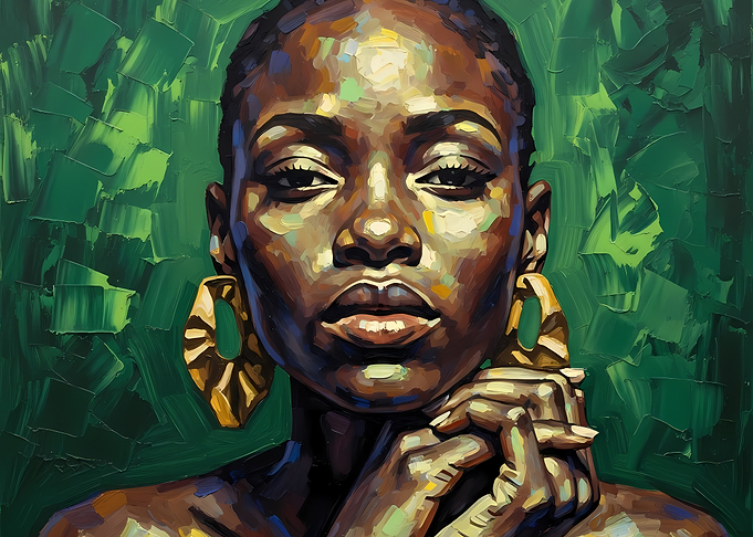Portrait of a Black Woman with Earrings