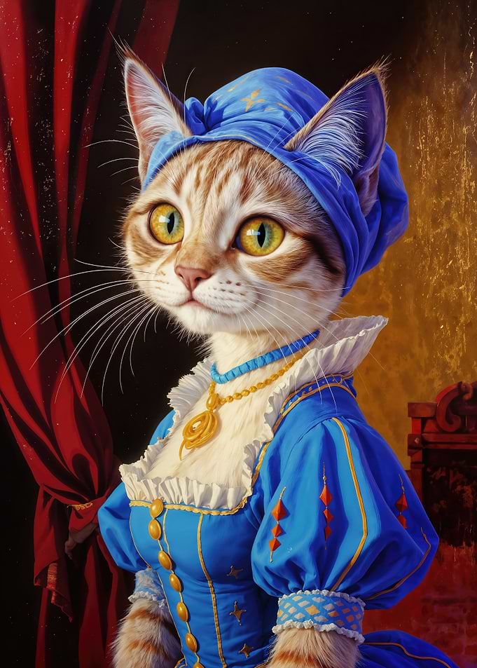 Cat in Renaissance Attire Portrait