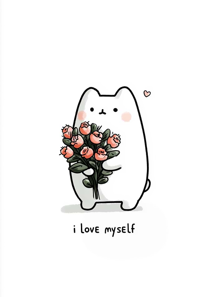 Cute Cat with I Love Myself