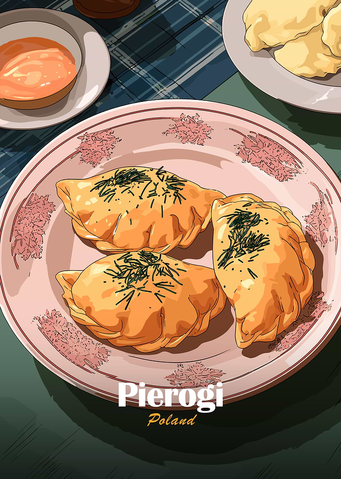 Pierogi Poland Food Illustration