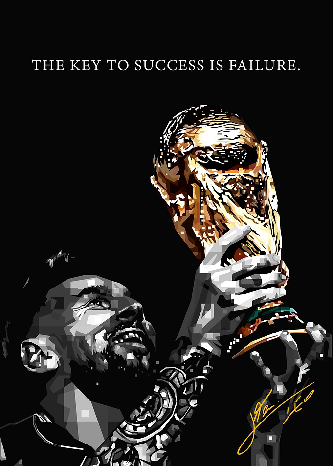Messi with World Cup Trophy Art