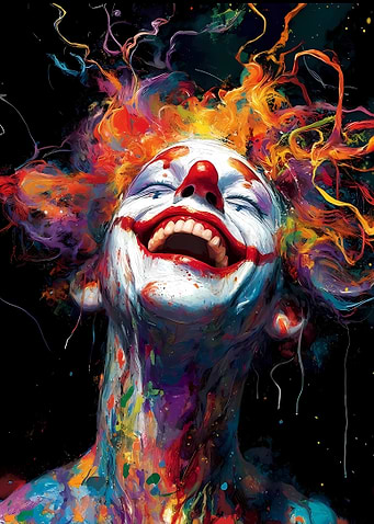 Colorful Clown Portrait with Open Mouth