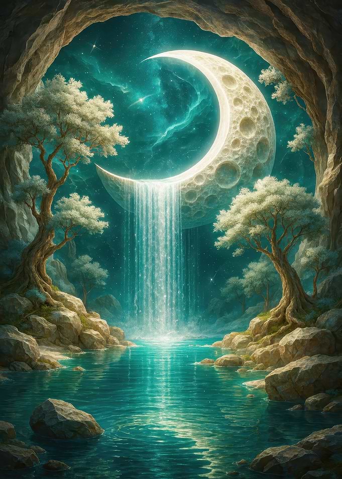 Moonlit Waterfall Cave