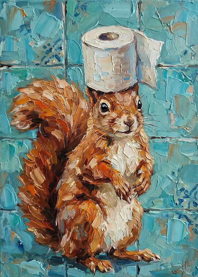Squirrel with Toilet Paper