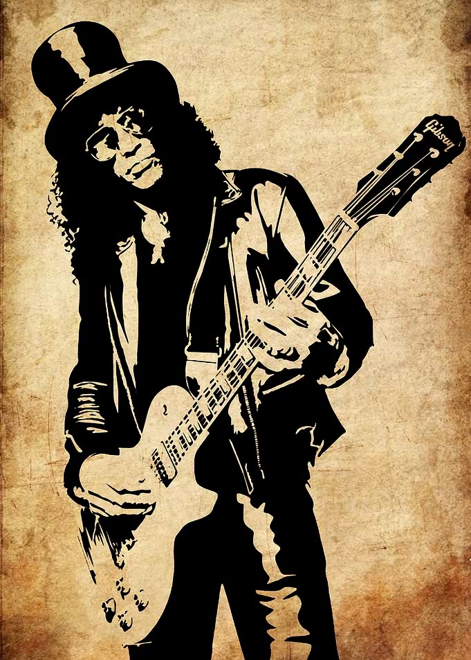 Slash Guitarist Silhouette Art