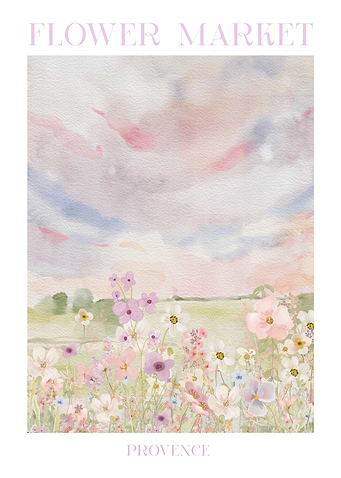 Flower Market Provence Watercolor Painting