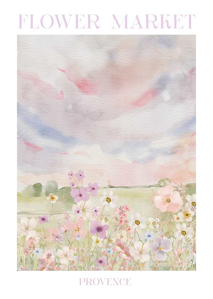 Flower Market Provence Watercolor Painting