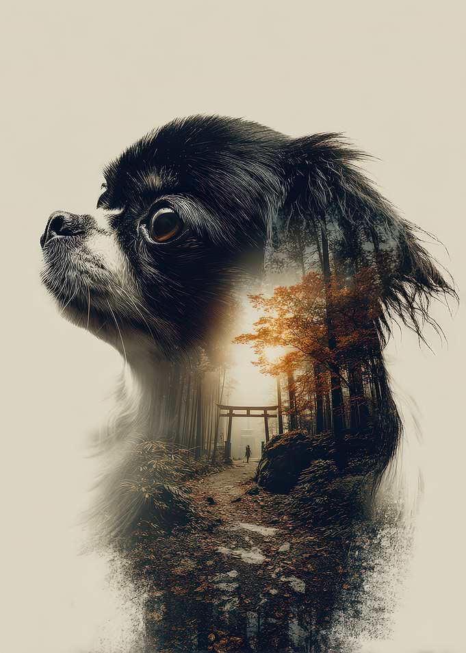 Dog and Forest Double Exposure