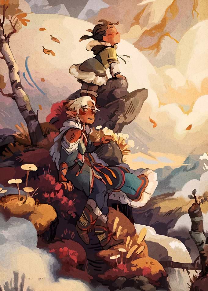Two Characters in a Fantasy Landscape