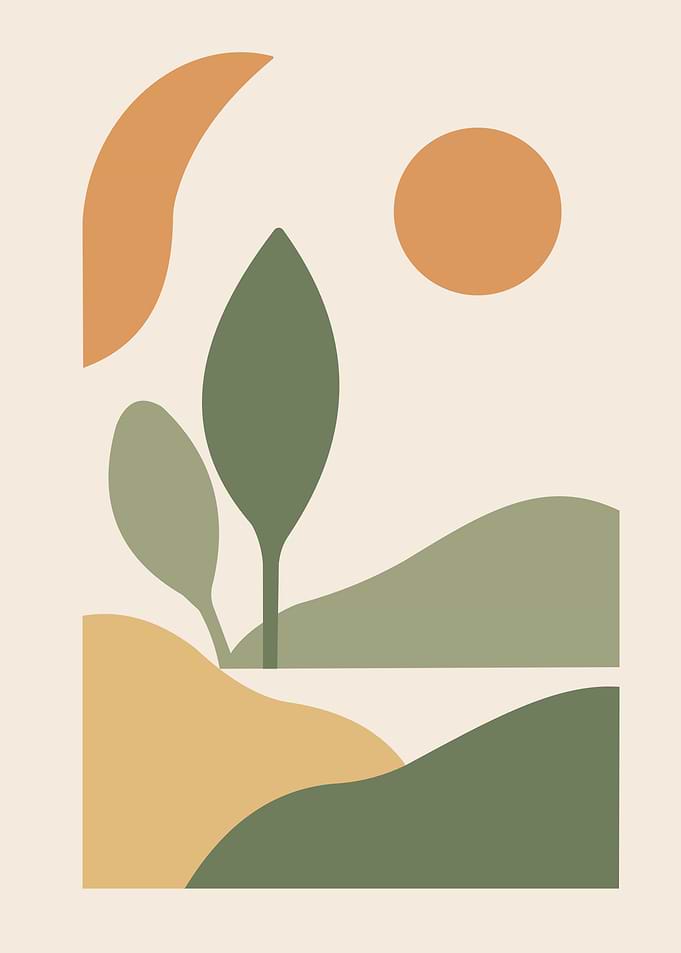 Abstract Landscape with Trees and Sun