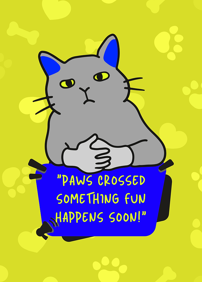 Paws Crossed Cat Cartoon