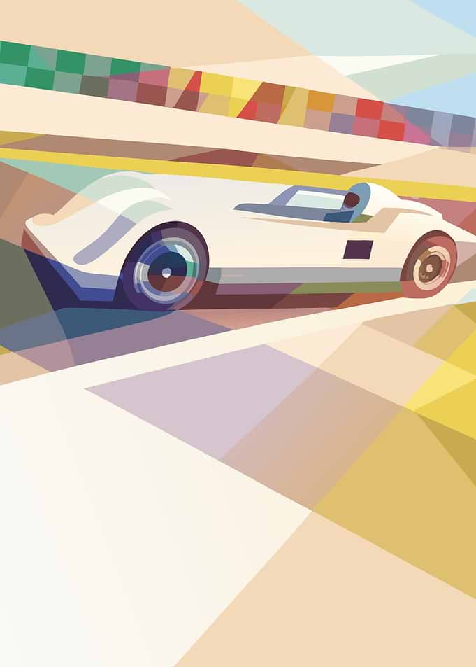Abstract White Race Car Illustration
