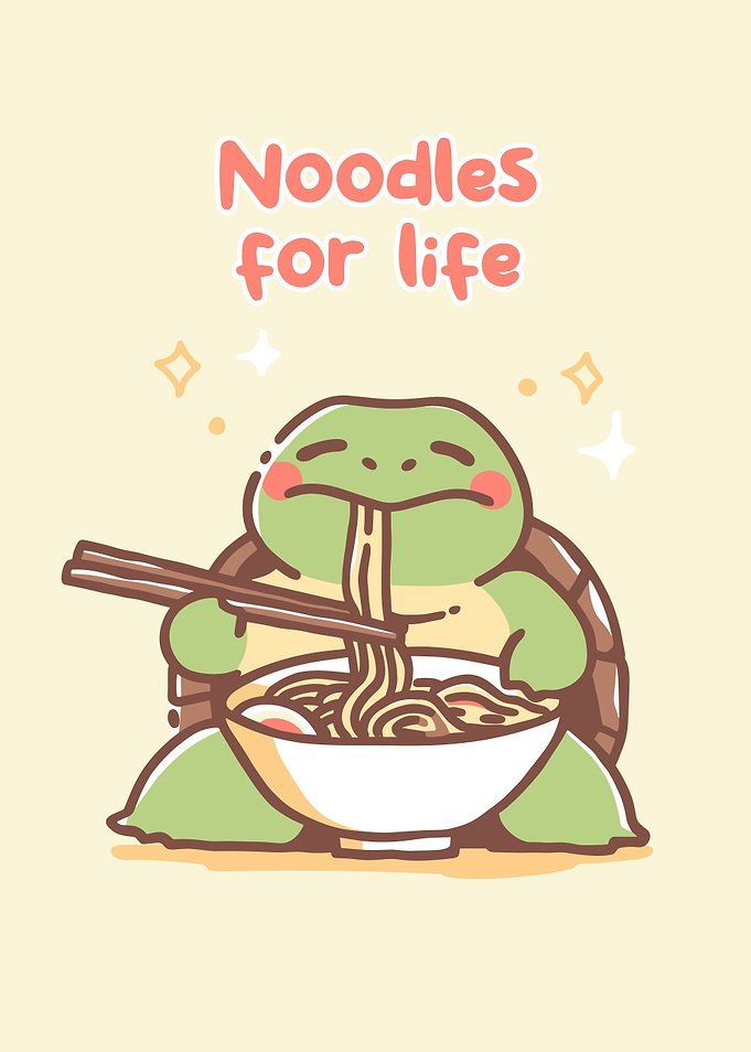 Noodles for life turtle illustration