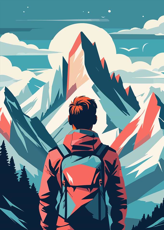 Mountain Hiker Landscape