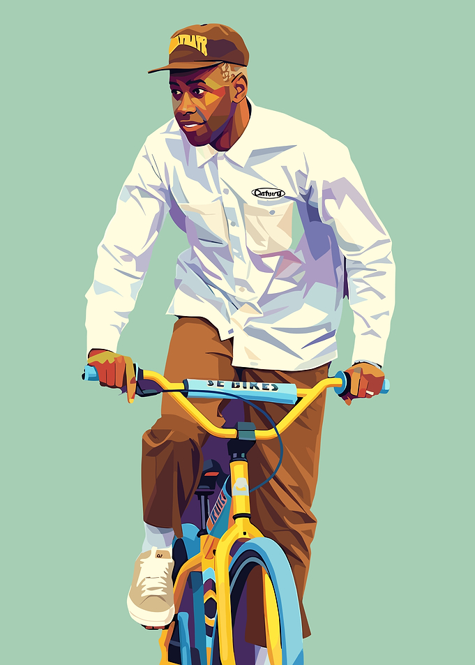 Tyler, the Creator, on a Bike