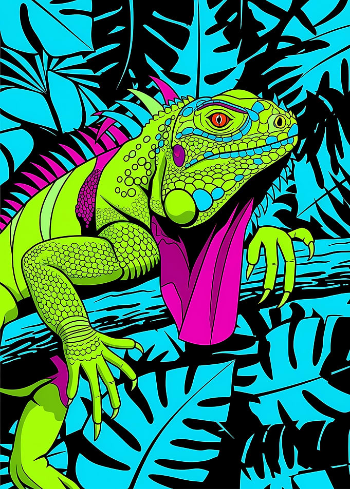 Vibrant Iguana in Tropical Setting
