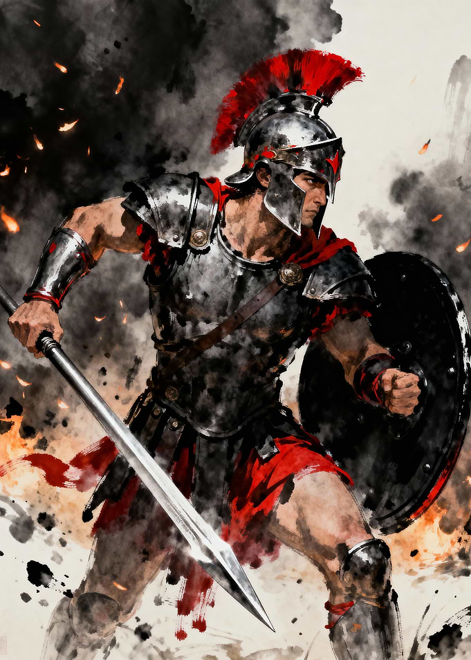 Spartan Warrior in Battle