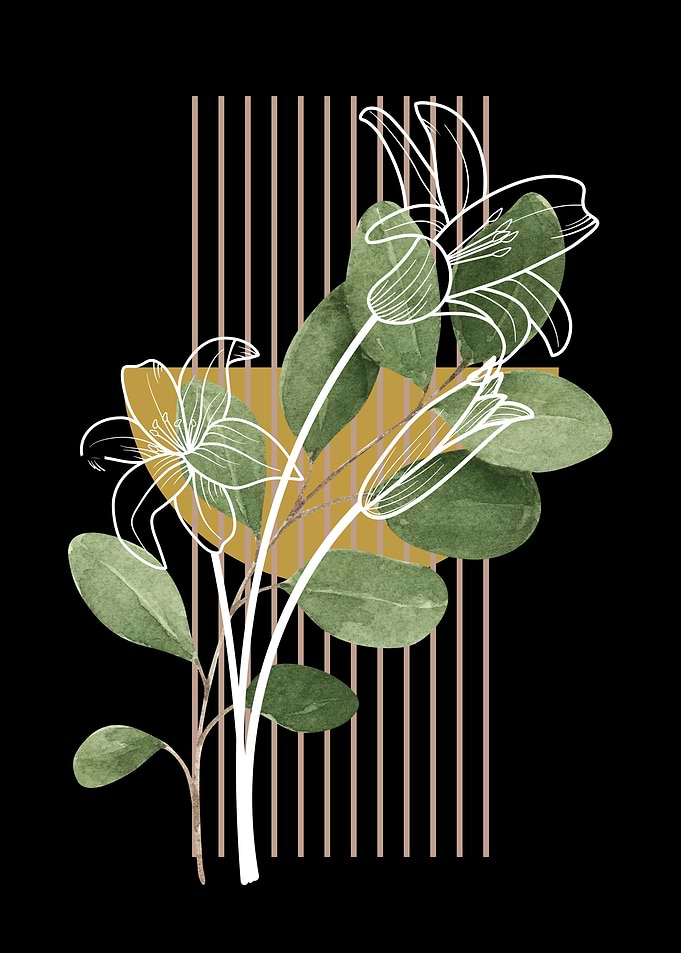 Floral art with geometric elements