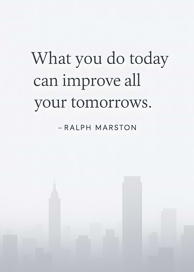 Inspirational Quote with Cityscape Silhouette