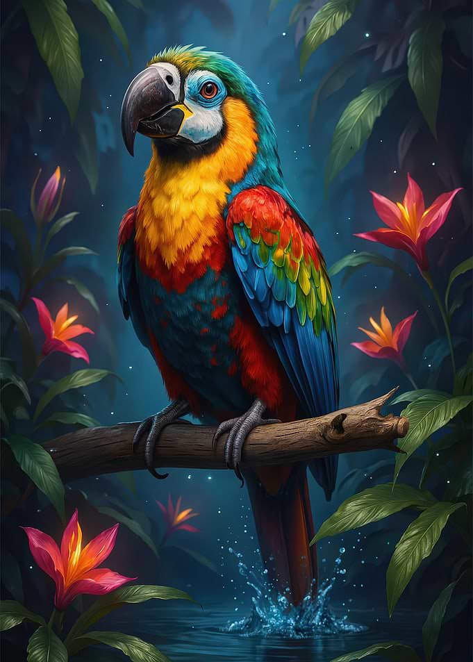 Colorful Parrot in Tropical Setting