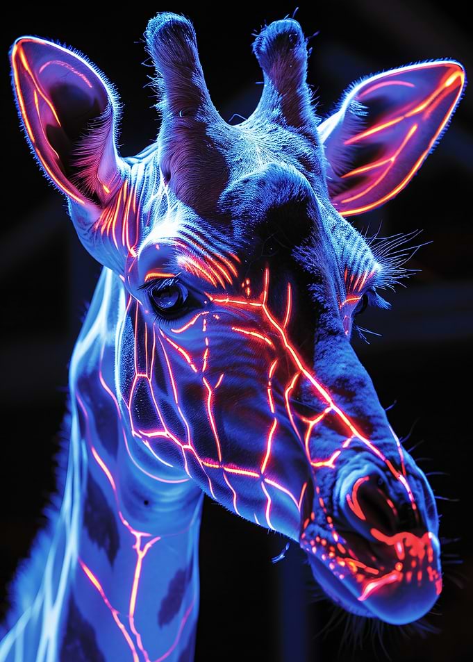 Neon Giraffe Portrait