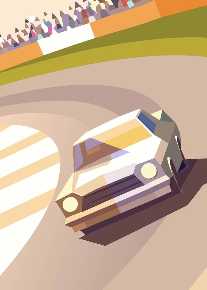Race Car on Track Illustration