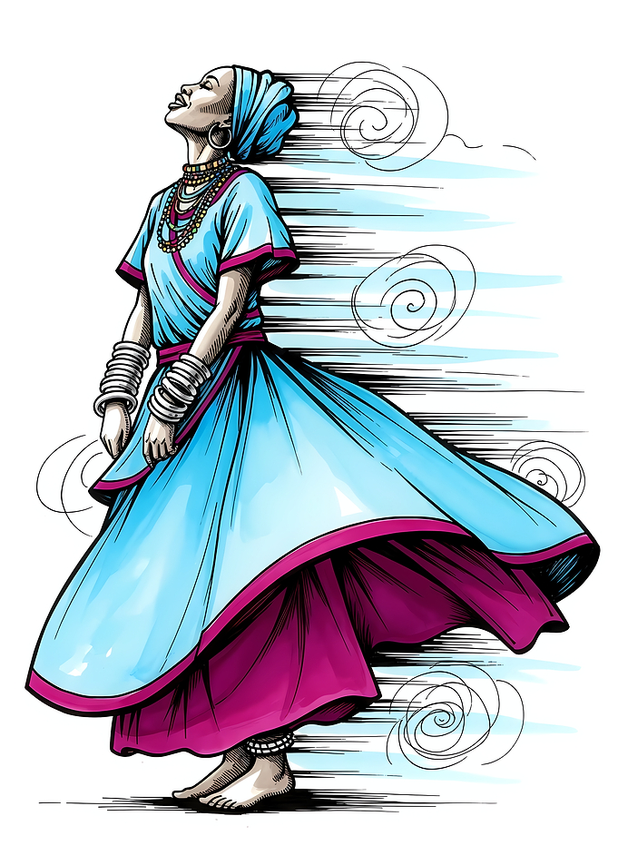 Black Woman in Blue Dress Illustration