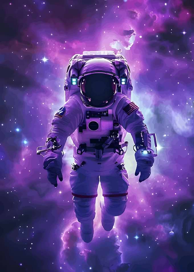 Astronaut in Purple Nebula