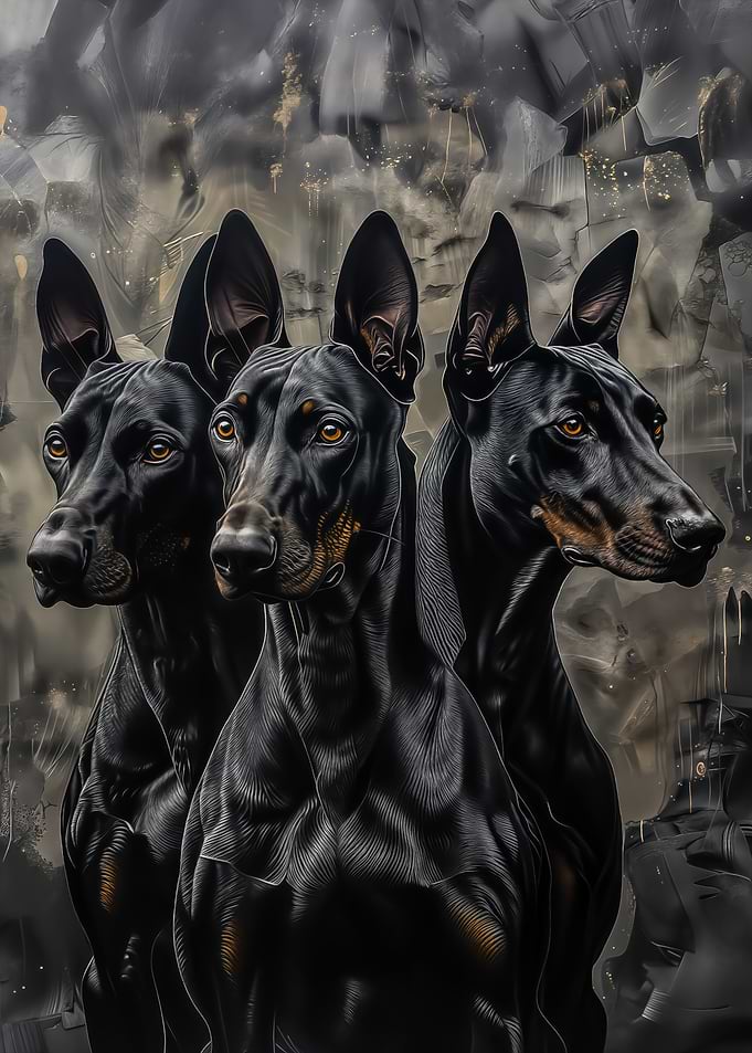 Three Dobermans Portrait