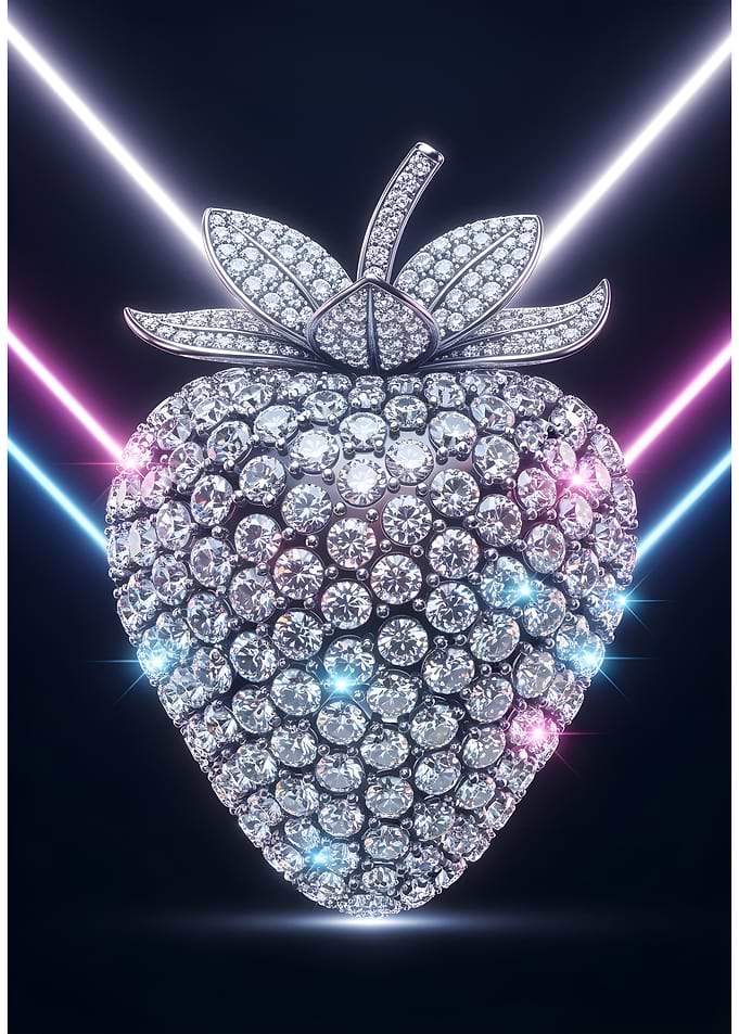Diamond Strawberry with Neon Lights