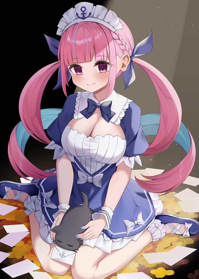 Anime Girl with Cat and Letters