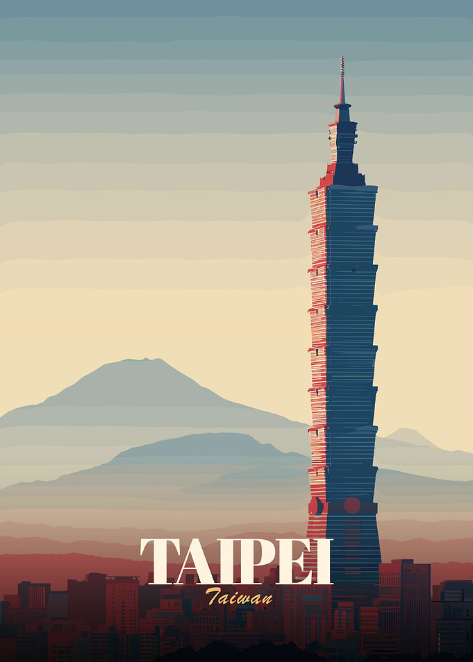 Taipei 101, Taiwan Skyline Illustration