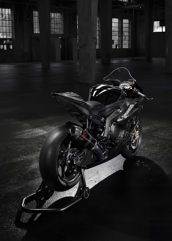 Black Motorcycle in Industrial Setting
