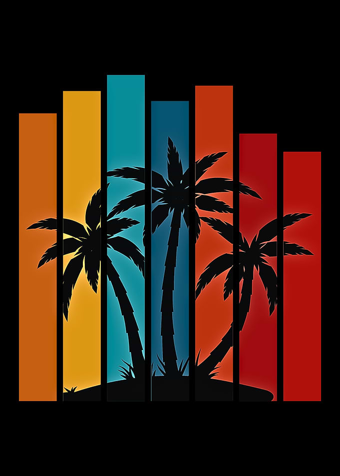 Tropical Palm Trees Retro Design