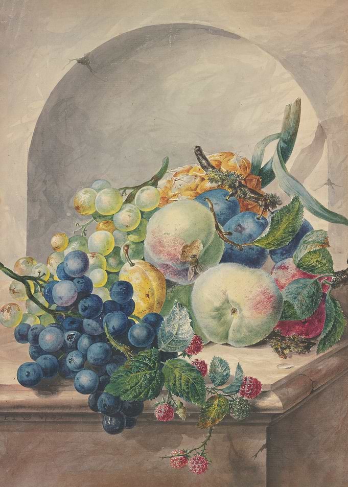 Watercolor Still Life with Fruit