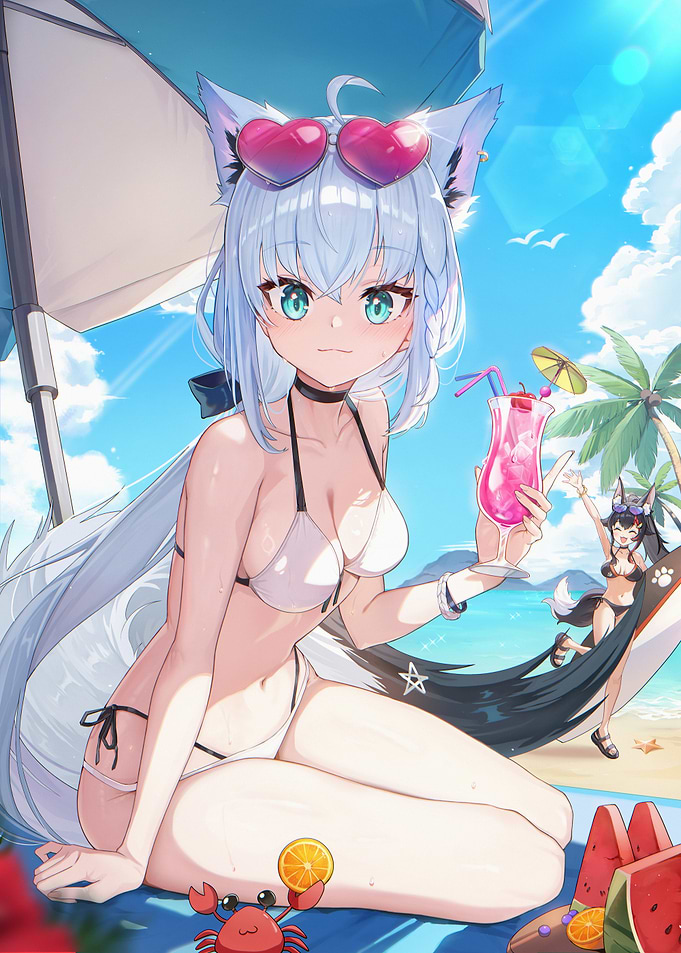 Anime Girl Beach Vacation